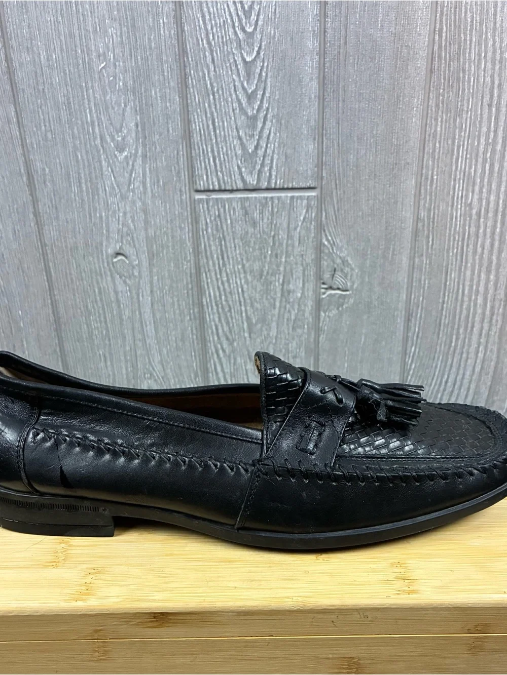 Nunn Bush Black Woven Tassel Loafers Memory Foam